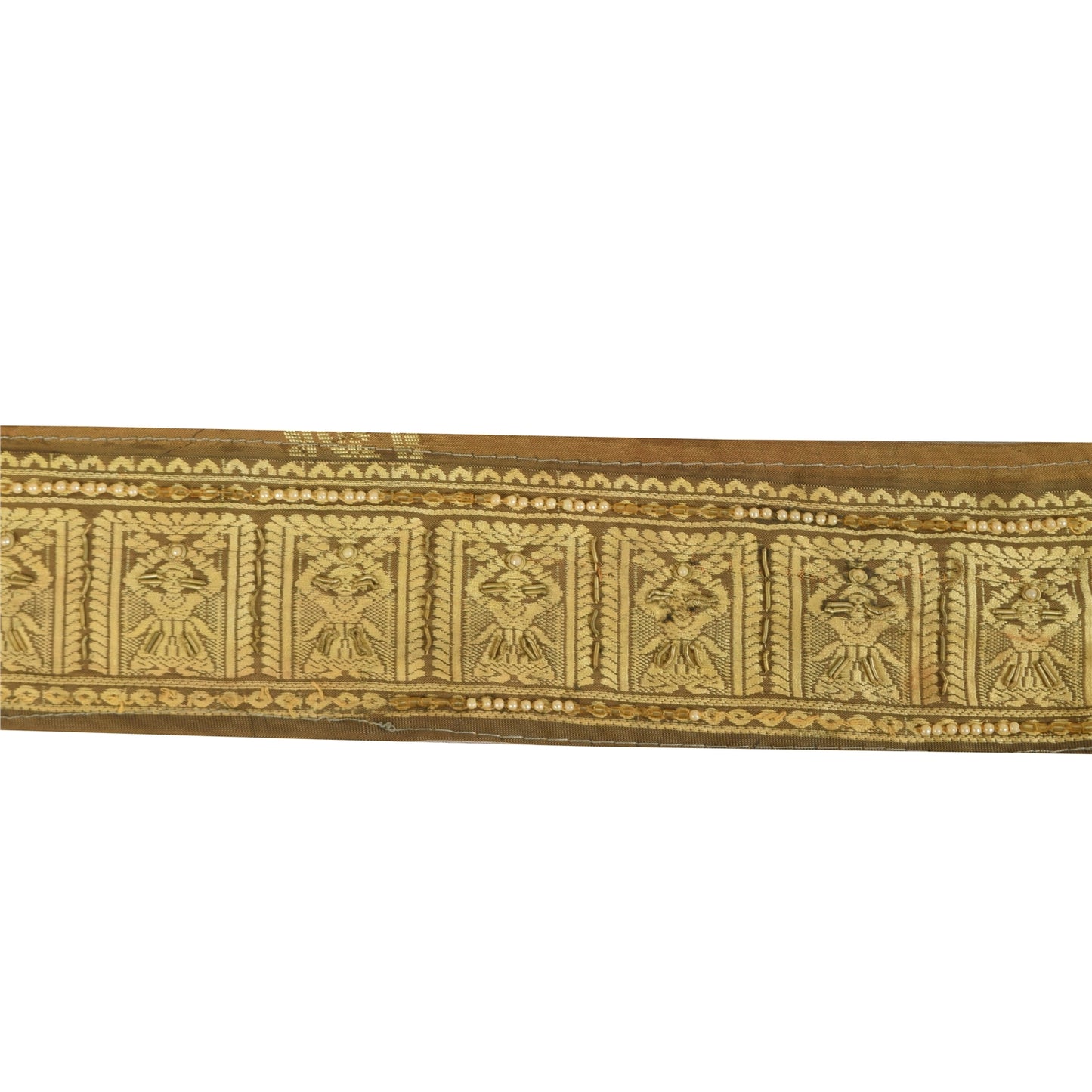 Sanskriti Vintage 1 YD Sari Border Hand Woven/Beaded Zardozi Trim Craft Lace