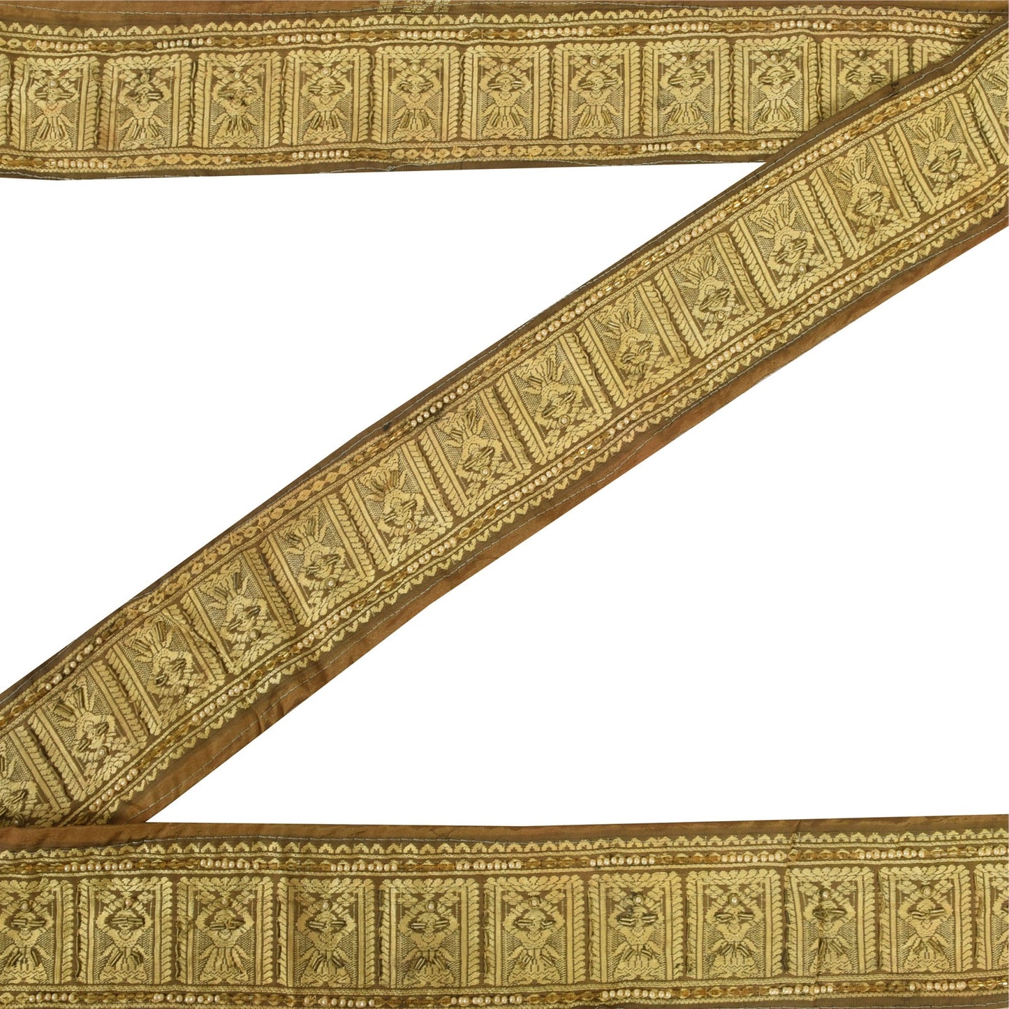 Sanskriti Vintage 1 YD Sari Border Hand Woven/Beaded Zardozi Trim Craft Lace