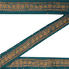 Sanskriti Vintage Blue Pure Crepe Trim 1YD Saree Border Embroidery Sari 2W Lace