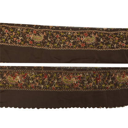 Sanskriti Vintage 1 YD Sari Border Embroidered Thread Zardozi Trim Brown 4W Lace