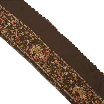 Sanskriti Vintage 1 YD Sari Border Embroidered Thread Zardozi Trim Brown 4W Lace