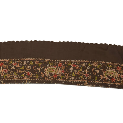 Sanskriti Vintage 1 YD Sari Border Embroidered Thread Zardozi Trim Brown 4W Lace