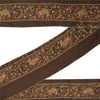 Sanskriti Vintage 1 YD Sari Border Embroidered Thread Zardozi Trim Brown 4W Lace