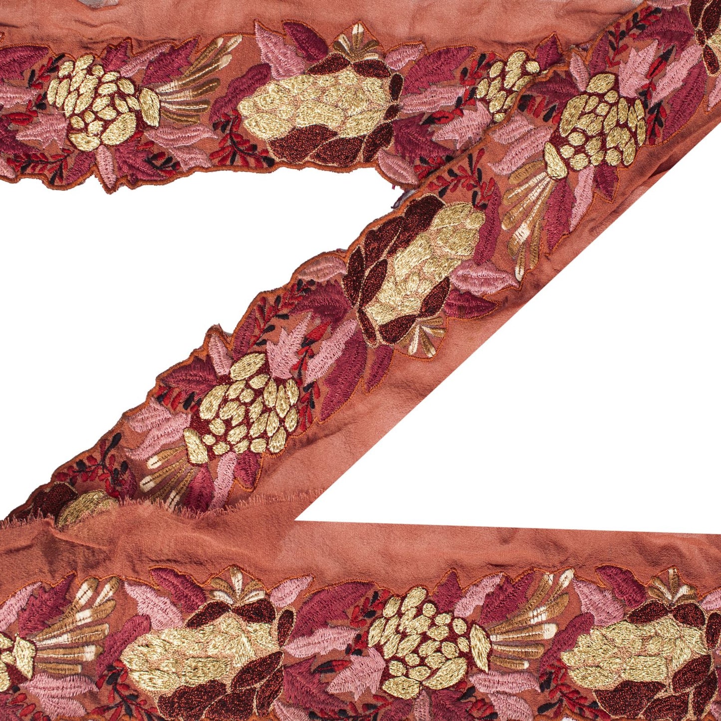 Sanskriti Vintage Brown Georgette 1 YD Sari Border Craft Trim Embroidered Lace
