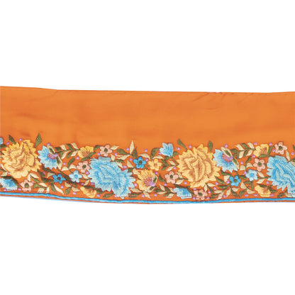 Sanskriti Vintage Sari Border Embroidered 1 YD Trim Sewing Craft Orange 5W Lace