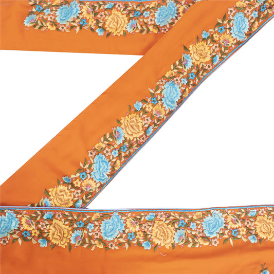 Sanskriti Vintage Sari Border Embroidered 1 YD Trim Sewing Craft Orange 5W Lace