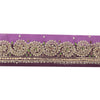 Sanskriti Vintage Sari Border Hand Beaded Zardozi 1 YD Trim Sewing Purple Lace