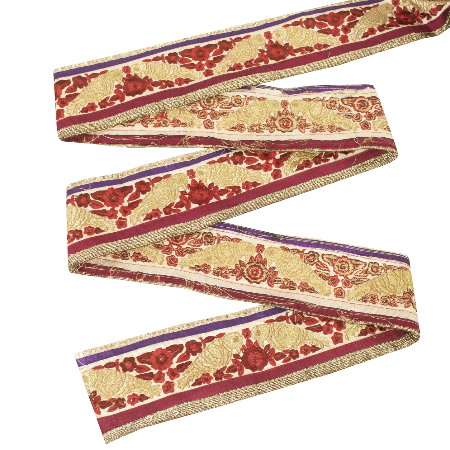 Sanskriti Vintage Sari Border Embroidered 1 YD Trim Silk Sewing Craft Cream Lace