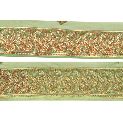 Sanskriti Vintage Sari Border Embroidered 1 YD Trim Sewing Craft Green 4.5W Lace
