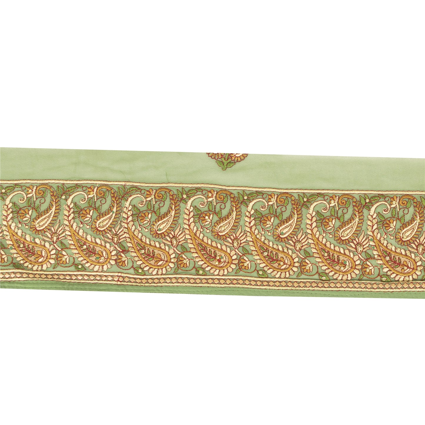 Sanskriti Vintage Sari Border Embroidered 1 YD Trim Sewing Craft Green 4.5W Lace