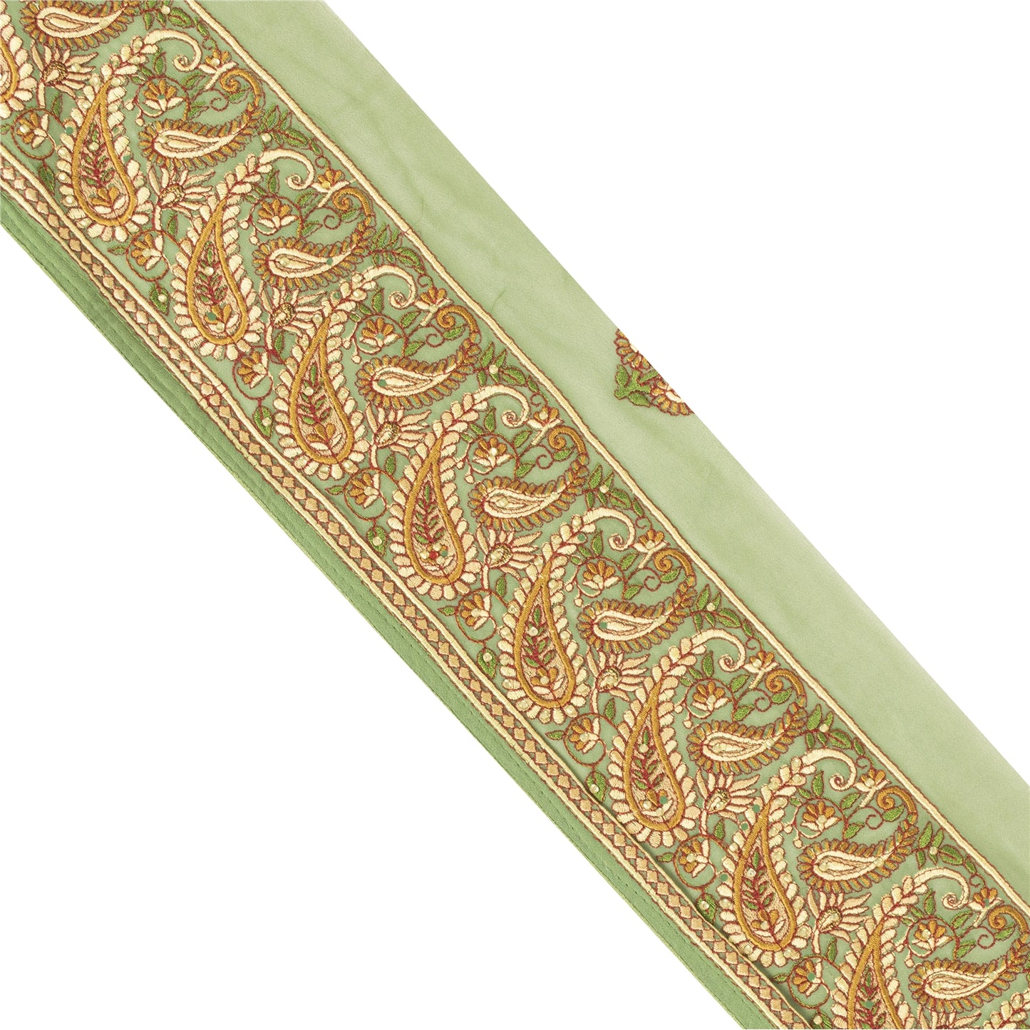 Sanskriti Vintage Sari Border Embroidered 1 YD Trim Sewing Craft Green 4.5W Lace