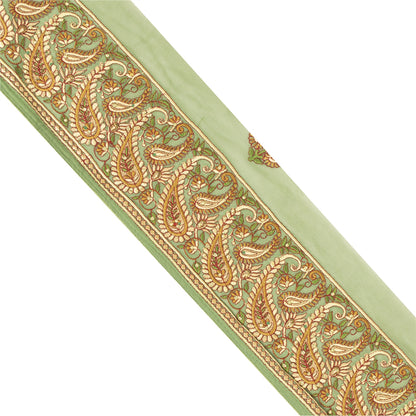 Sanskriti Vintage Sari Border Embroidered 1 YD Trim Sewing Craft Green 4.5W Lace