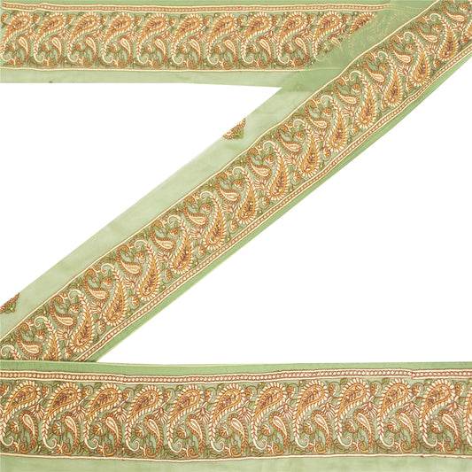 Sanskriti Vintage Sari Border Embroidered 1 YD Trim Sewing Craft Green 4.5W Lace
