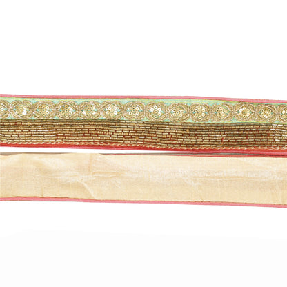 Sanskriti Vintage 1 YD Sari Border Embroidery Trim Sewing Craft Red & Green Lace