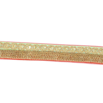 Sanskriti Vintage 1 YD Sari Border Embroidery Trim Sewing Craft Red & Green Lace