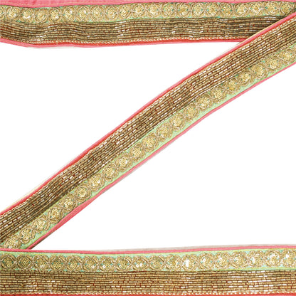 Sanskriti Vintage 1 YD Sari Border Embroidery Trim Sewing Craft Red & Green Lace