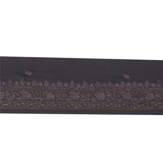 Sanskriti Vintage Sari Border Embroidered 1YD Trim Sewing Craft Black Decor Lace