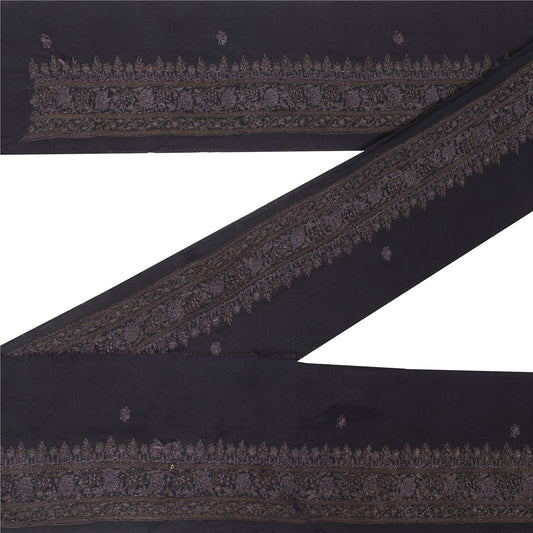 Sanskriti Vintage Sari Border Embroidered 1YD Trim Sewing Craft Black Decor Lace