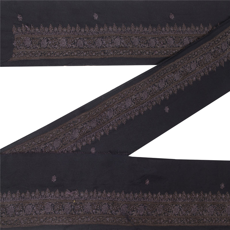 Sanskriti Vintage Sari Border Embroidered 1YD Trim Sewing Craft Black Decor Lace