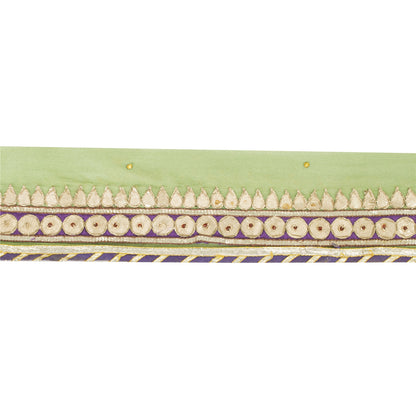 Sanskriti Vintage Sari Border Hand Embroidered Gota Patti Green 1 YD Trim Lace