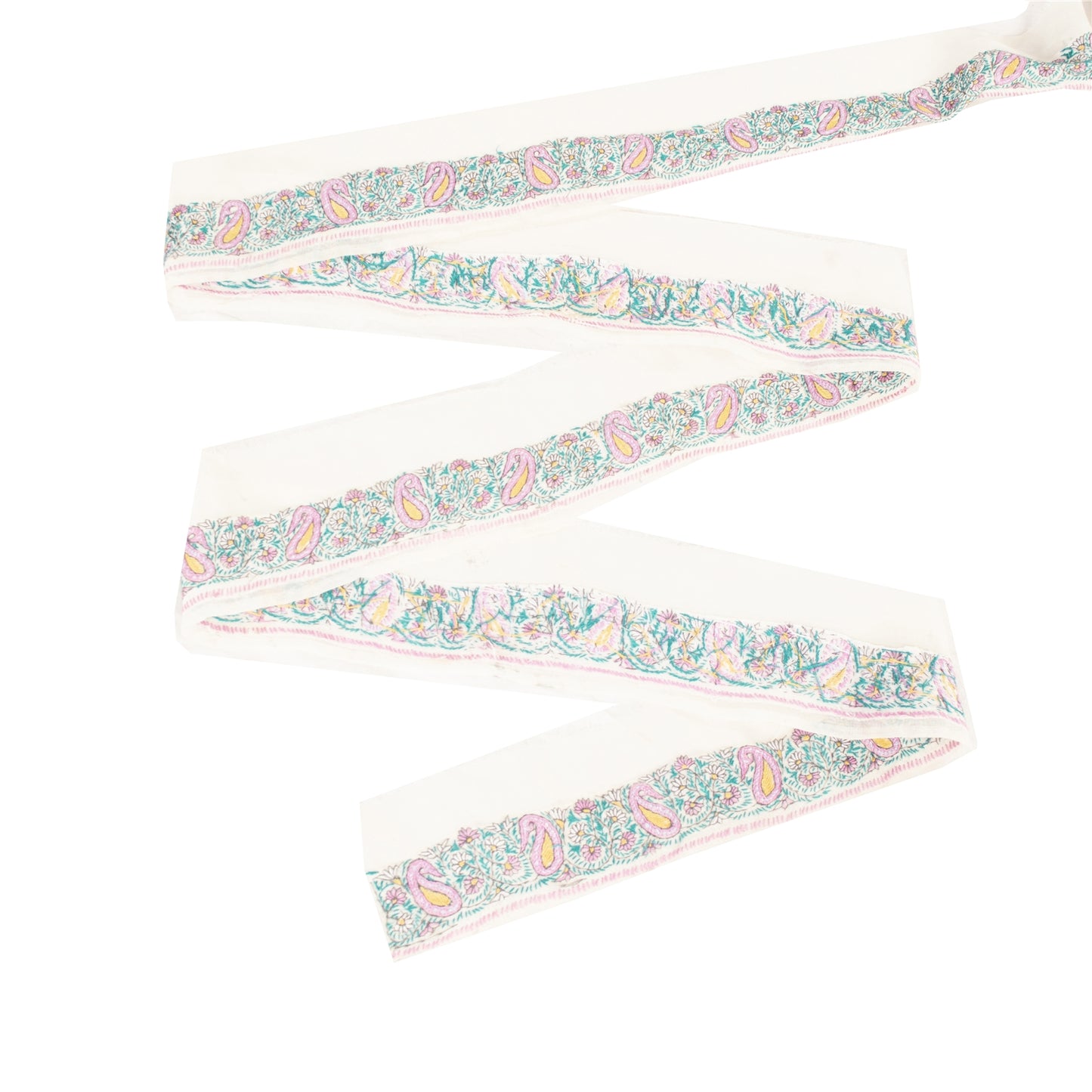 Sanskriti Vintage 1 YD Sari Border Hand Embroidered Suzani Trim Craft White Lace