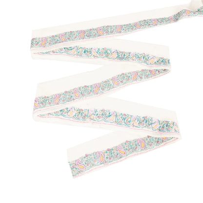 Sanskriti Vintage 1 YD Sari Border Hand Embroidered Suzani Trim Craft White Lace