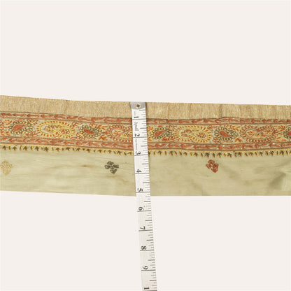 Sanskriti Vintage Sari Cream Border Embroidered Thread 1 YD Trim Cream Lace