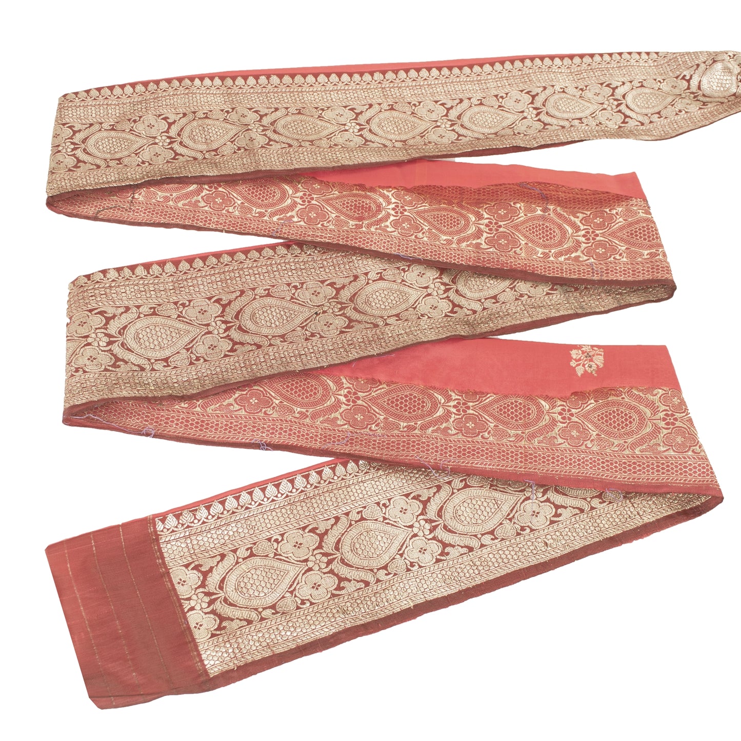 Sanskriti Vintage Sari Border Zari Woven Brocade 1 YD Trim Red Pure Silk Lace