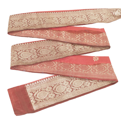 Sanskriti Vintage Sari Border Zari Woven Brocade 1 YD Trim Red Pure Silk Lace