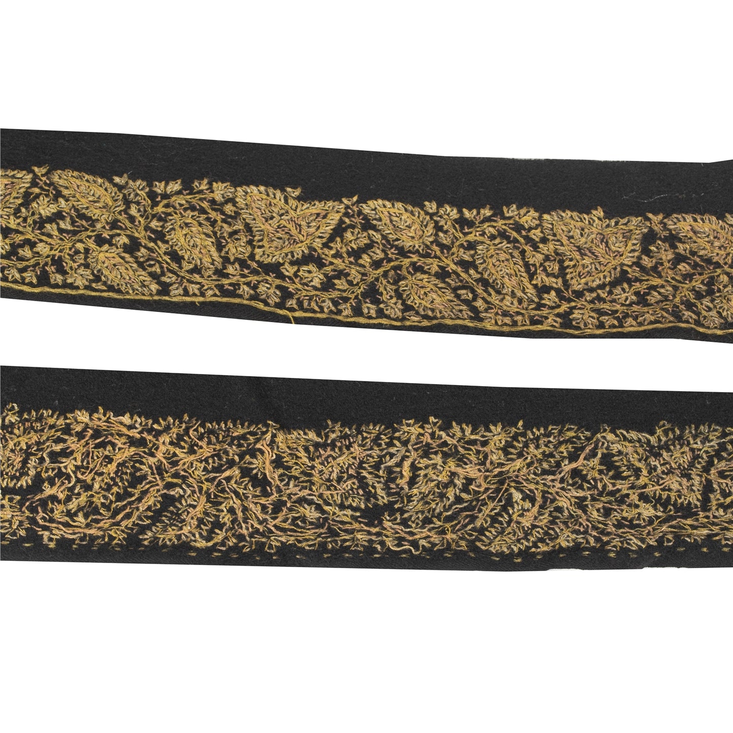 Sanskriti Vintage Sari Border Hand Embroidered 1 YD Trim Sewing Craft Black Lace