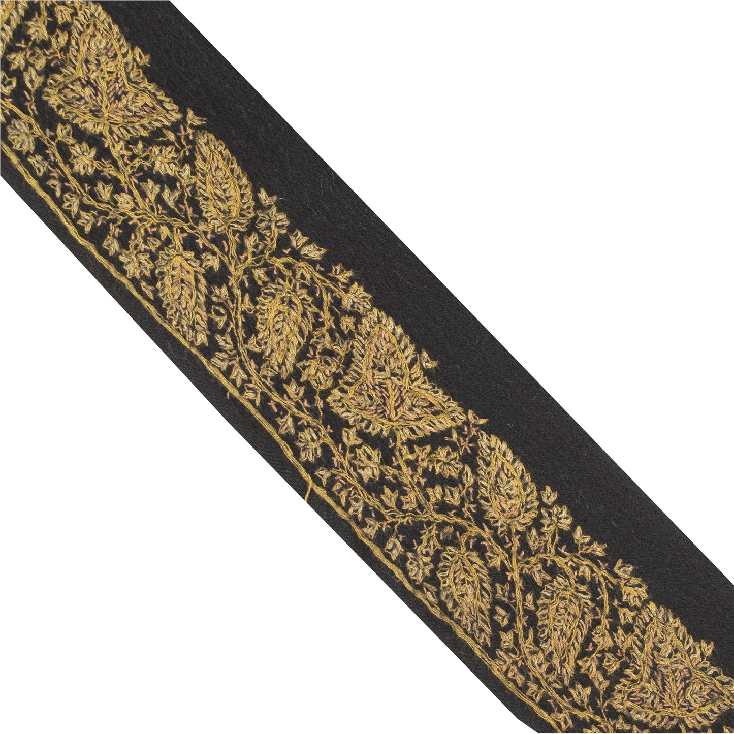 Sanskriti Vintage Sari Border Hand Embroidered 1 YD Trim Sewing Craft Black Lace