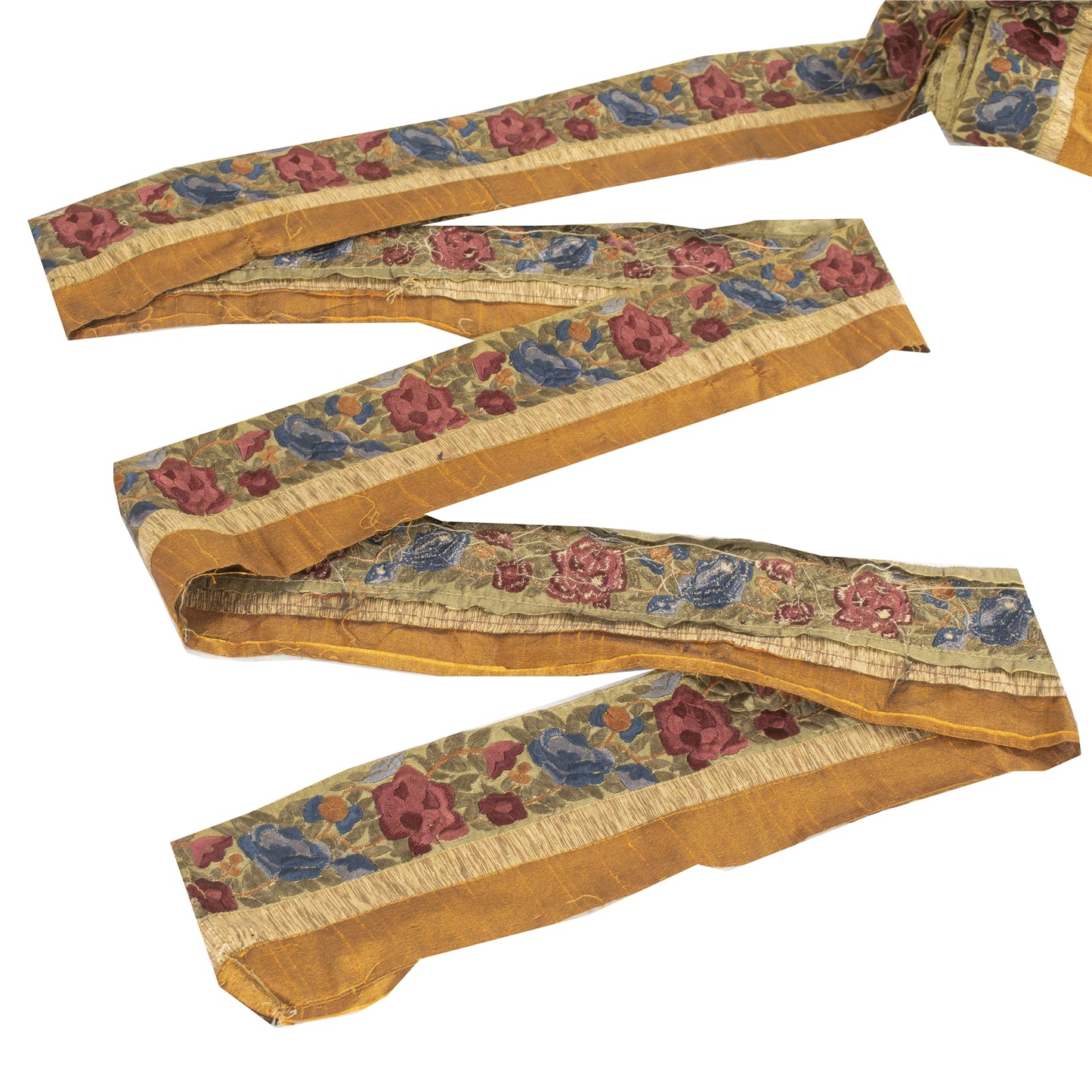 Sanskriti Vintage 1 YD Sari Border Embroidered Thread Cream Trim Sewing 4W Lace