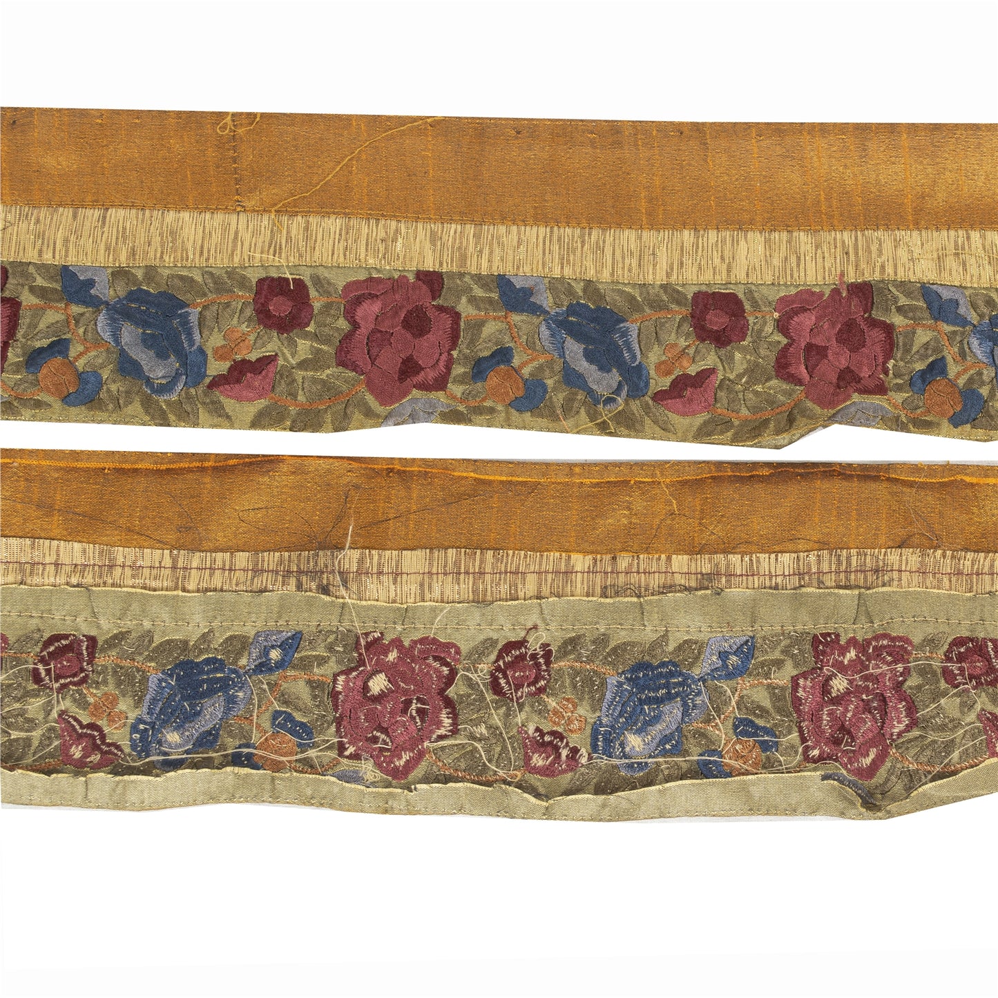 Sanskriti Vintage 1 YD Sari Border Embroidered Thread Cream Trim Sewing 4W Lace