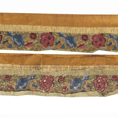 Sanskriti Vintage 1 YD Sari Border Embroidered Thread Cream Trim Sewing 4W Lace