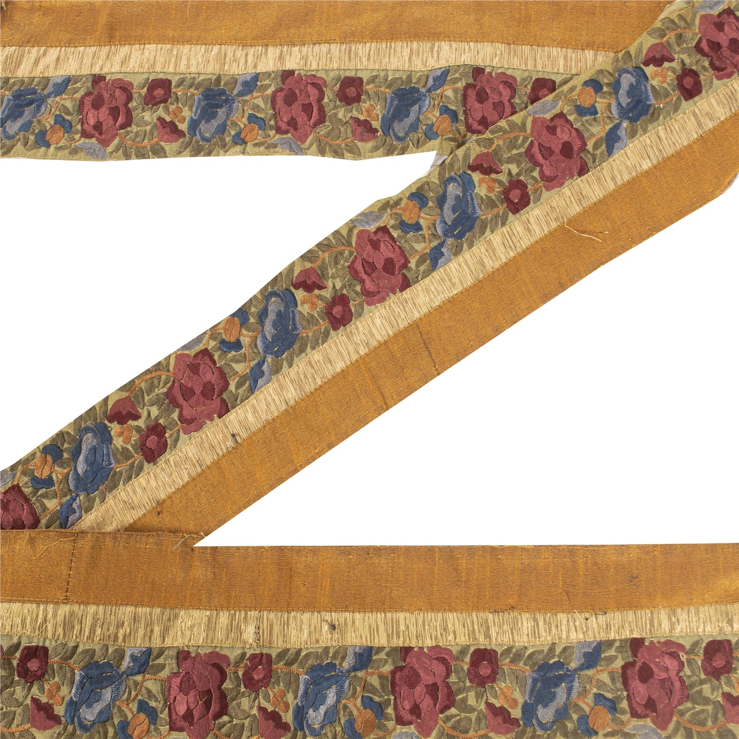 Sanskriti Vintage 1 YD Sari Border Embroidered Thread Cream Trim Sewing 4W Lace