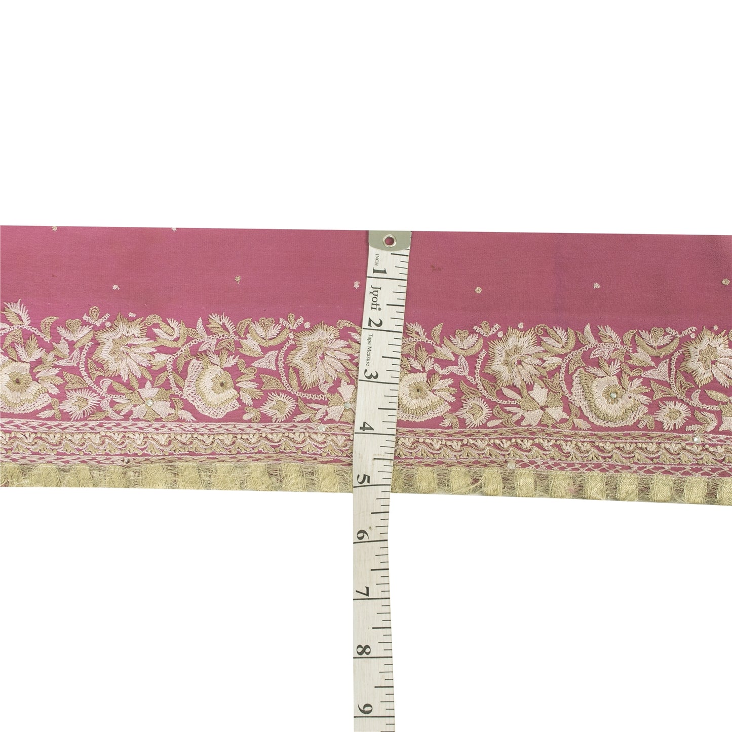 Sanskriti Vintage 1 YD Sari Border Hand Embroidered Trim Sewing Craft Pink Lace