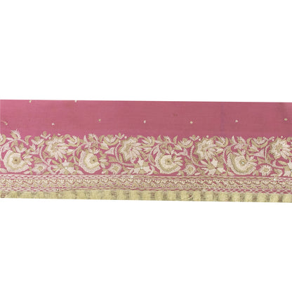 Sanskriti Vintage 1 YD Sari Border Hand Embroidered Trim Sewing Craft Pink Lace