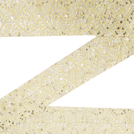 Sanskriti Vintage Sari Border Hand Beaded Dori Work 1 YD Trim Golden Lace Ribbon