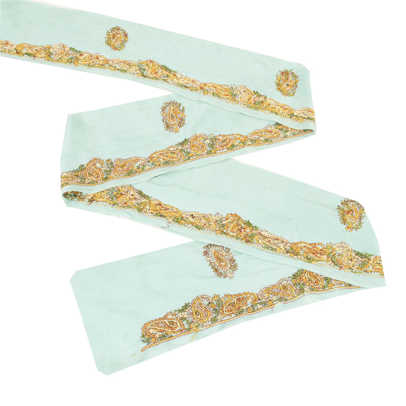 Sanskriti Vintage Sari Border Hand Embroidered Suzani 1YD Trim Green Decor Lace