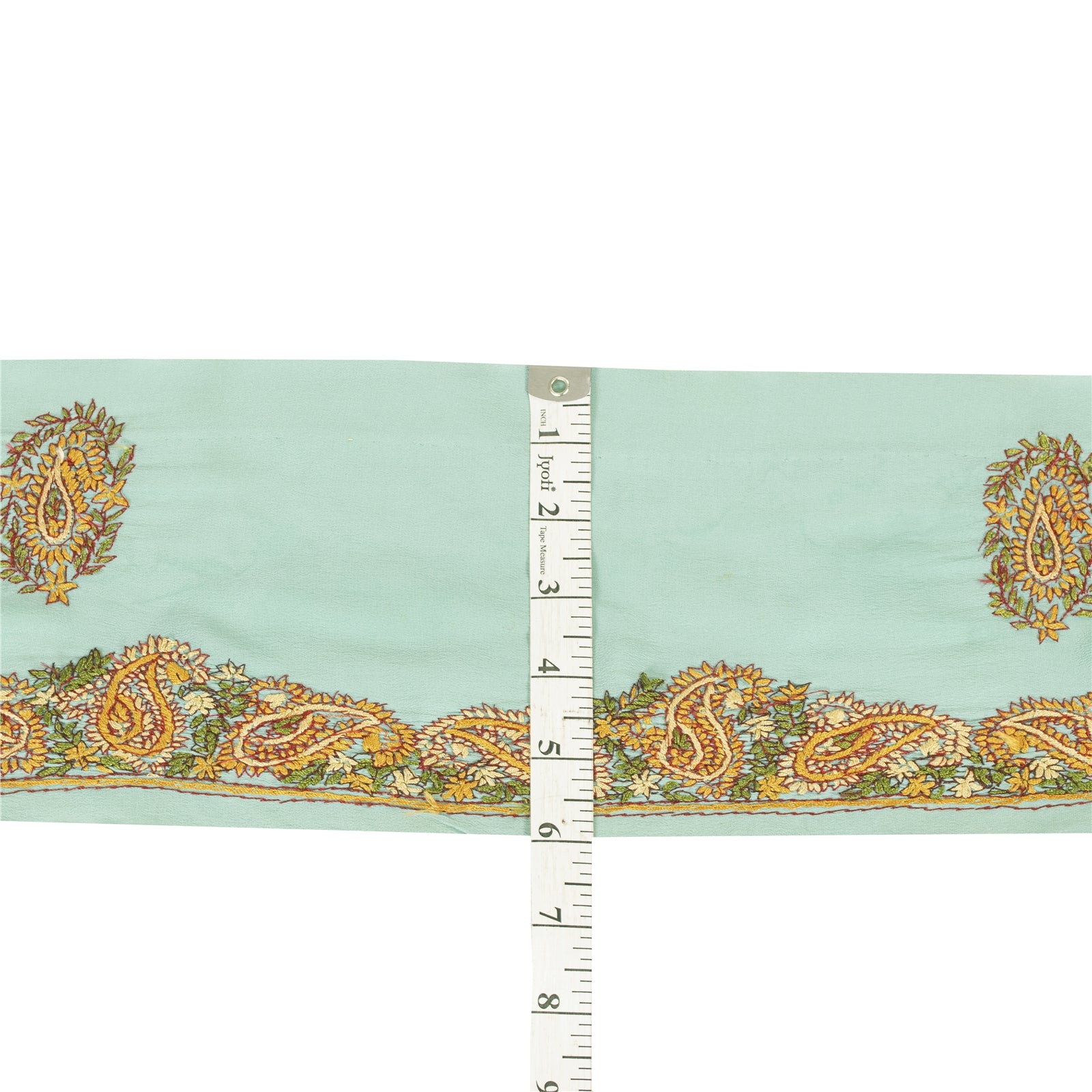 Sanskriti Vintage Sari Border Hand Embroidered Suzani 1YD Trim Green Decor Lace