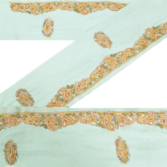 Sanskriti Vintage Sari Border Hand Embroidered Suzani 1YD Trim Green Decor Lace