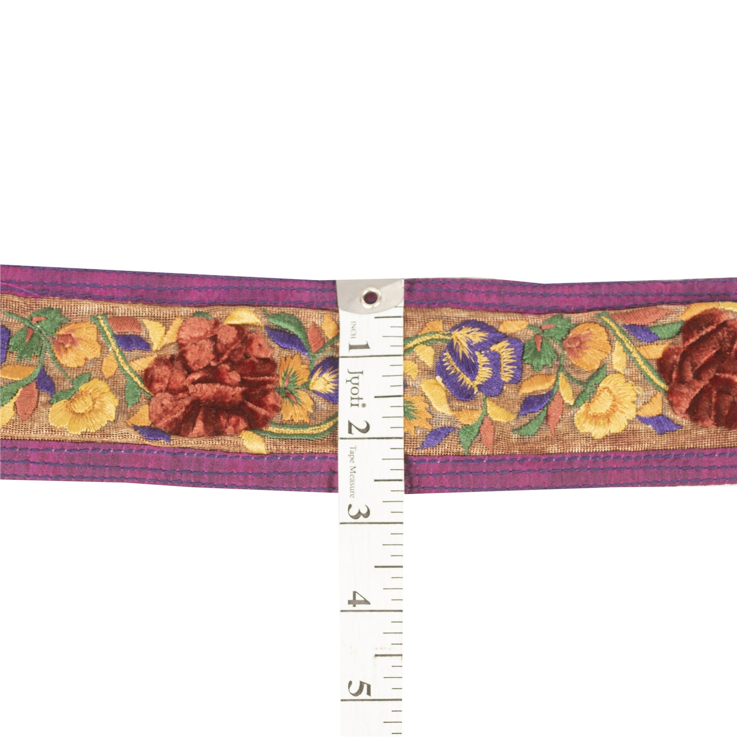 Sanskriti Vintage Sari/Saree Border Embeoidered Floral 1 YD Trim Pink 2.5W Lace