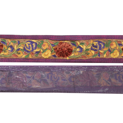 Sanskriti Vintage Sari/Saree Border Embeoidered Floral 1 YD Trim Pink 2.5W Lace