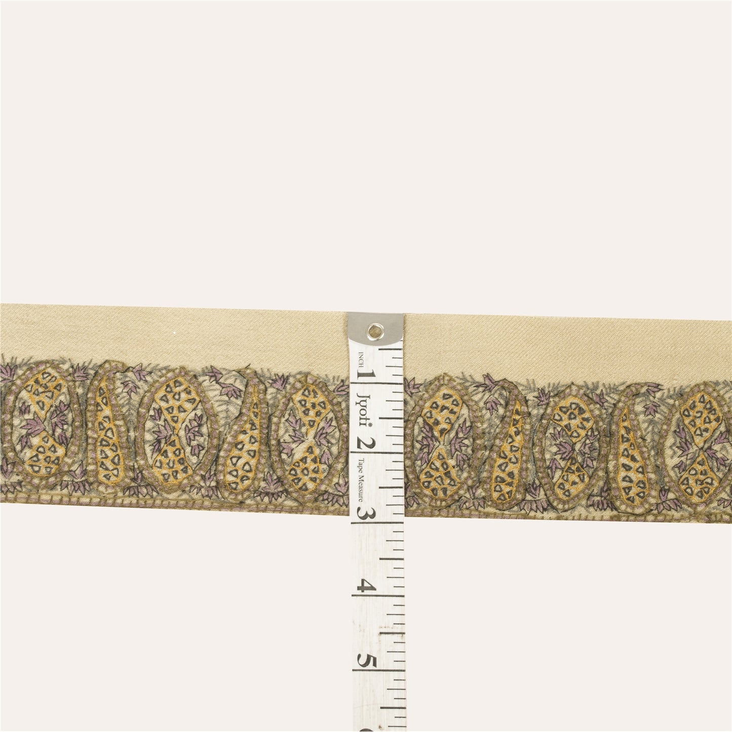 Sanskriti Vintage Sari Border Hand Embroidered Suzani 1 YD Trim Craft Cream Lace