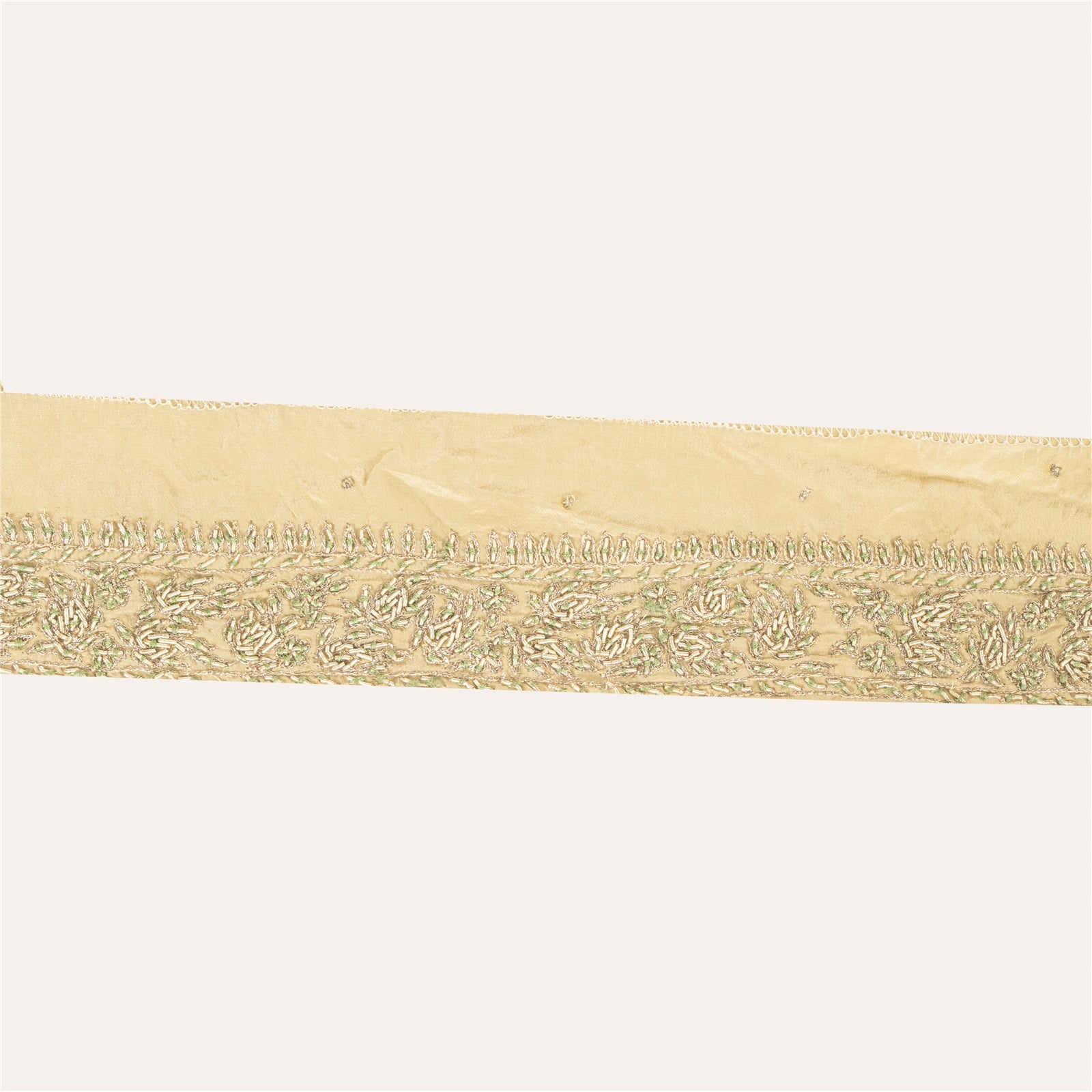 Sanskriti Vintage Sari Border Hand Embroidered Zari Zardozi 1YD Trim Golden Lace