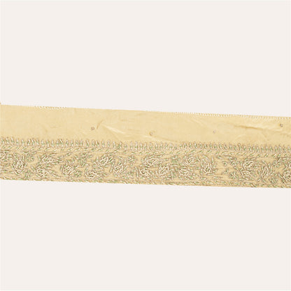 Sanskriti Vintage Sari Border Hand Embroidered Zari Zardozi 1YD Trim Golden Lace