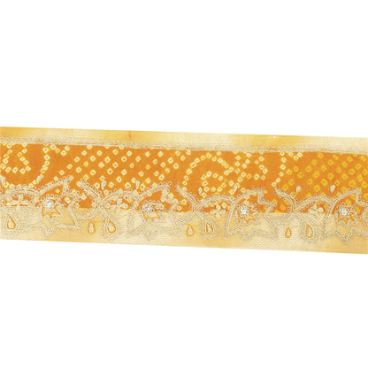 Sanskriti Vintage Sari Border Yellow Hand Beaded Zari Zardozi 1YD Trim Blue Lace