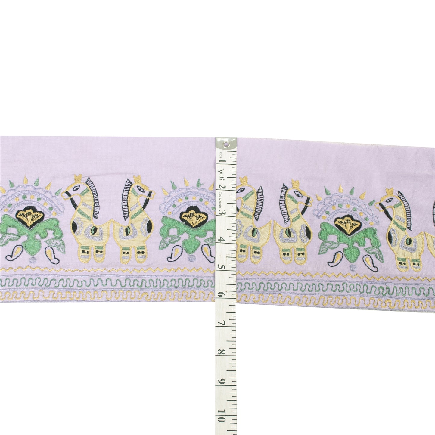 Sanskriti Vintage Sari Border Embroidered Peacock Patch Work 1YD Trim Lilac Lace