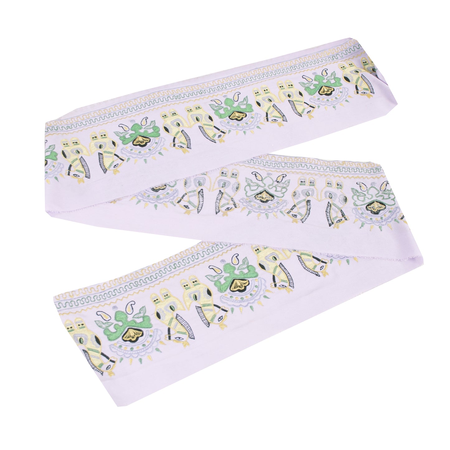 Sanskriti Vintage Sari Border Embroidered Peacock Patch Work 1YD Trim Lilac Lace