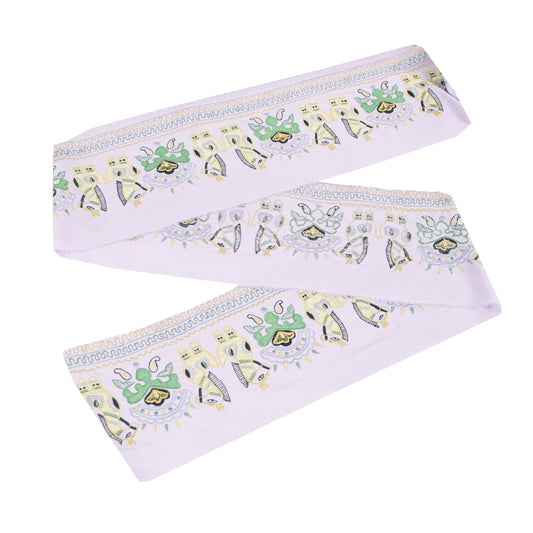 Sanskriti Vintage Sari Border Embroidered Peacock Patch Work 1YD Trim Lilac Lace